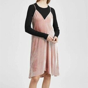 NWT Theory Sz 6 Silk Velvet Dress Ballet Pink Crinkle Whimsygoth Y2K Style Fairy